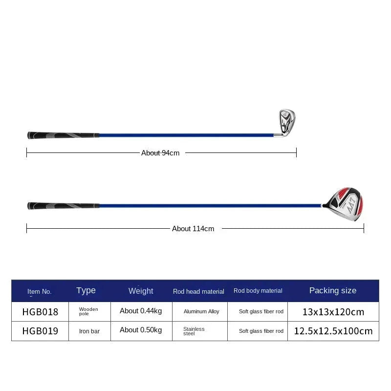 Entraîneur de swing golf – longueurs de 94 et 114 cm et tableau des caractéristiques