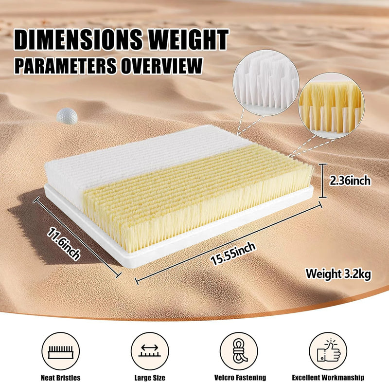 Tapis de bunker de golf – schéma des dimensions 39,5 × 29,5 × 6 cm et poids de 3,2 kg