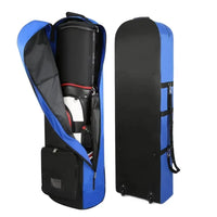 Housse de voyage golf à roulettes – housse ouverte sur un sac de golf, fermeture éclair sur toute la hauteur
