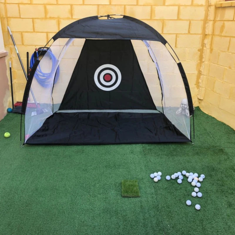 Filet de golf tente noire 2 m avec cible, pour jardin et intérieur