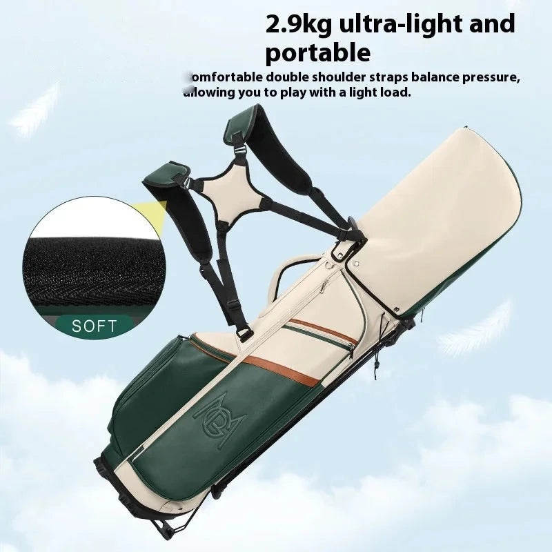 Sac de golf trépied léger en microfibre – bretelles doubles rembourrées du sac et détail de la mousse souple
