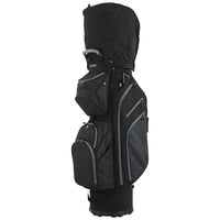 Sac de golf chariot 14 compartiments – version noire, vue de face avec capot
