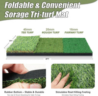 Filet de golf 3 x 2 m en kit – tapis de gazon tricolore et dessous en caoutchouc