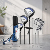 Set de golf complet gaucher – driver, bois, hybride, fers, putter et sac