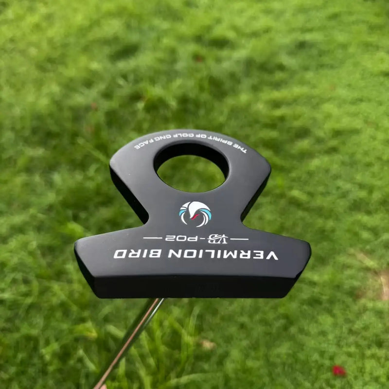 Putter maillet noir à trou central – tête vue de dessus avec le trou rond