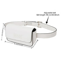 Sac ceinture golf femme – version blanche avec les dimensions du sac et de la ceinture