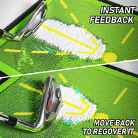 Tapis de frappe golf à paillettes – gros plan sur la trace blanche et la remise à zéro