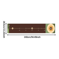 Tapis de putting golf – schéma des dimensions : 240 cm de long, 28,5 cm de large