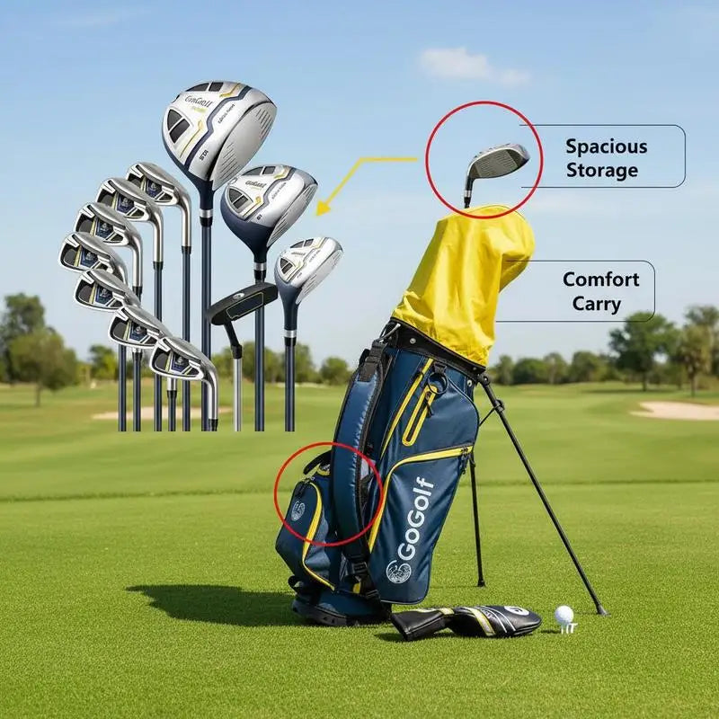 Set de golf complet homme droitier 11 clubs avec sac bleu marine