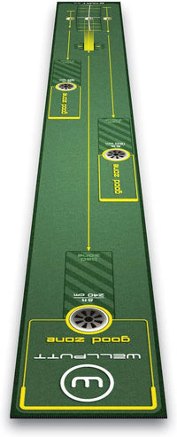 Tapis de putting de 3 m – vue de dessus avec zone cible et repères