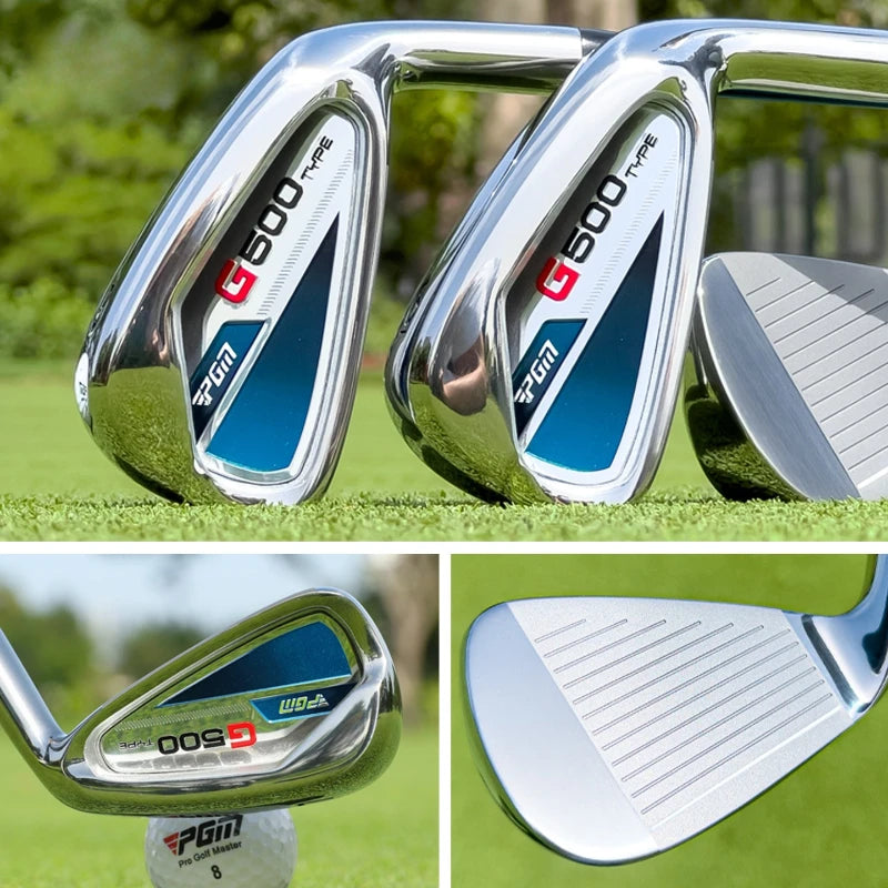 Série de 7 fers de golf – têtes vues de dos et de face