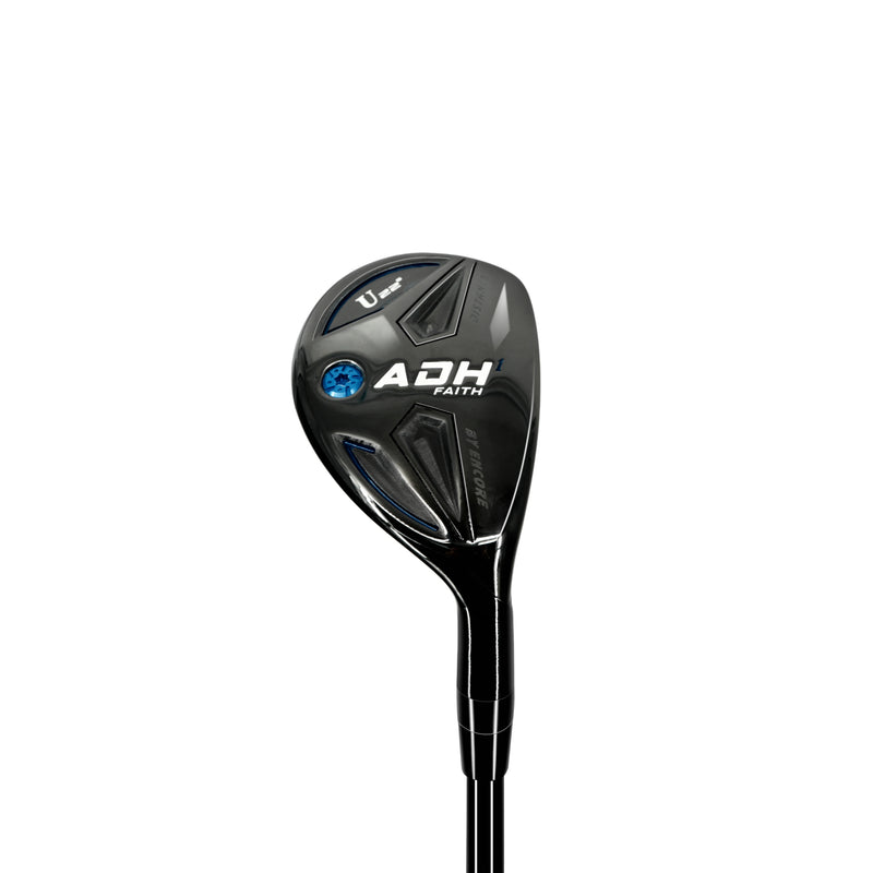 Hybride golf noir – tête à accent bleu vue de trois quarts