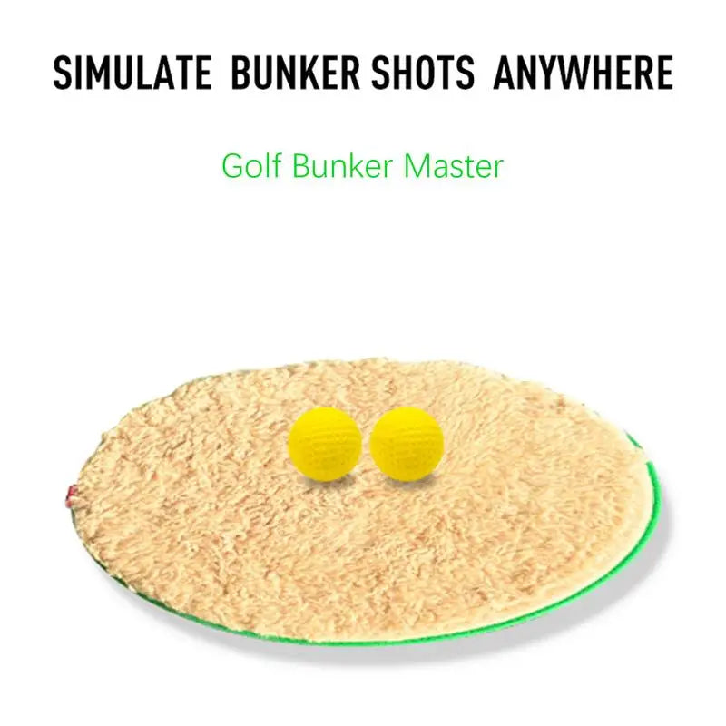 Tapis de bunker golf rond – tapis texturé avec ses deux balles souples jaunes