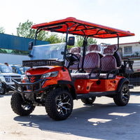 Voiturette de golf électrique 4 places lithium 72 V orange avec panier avant
