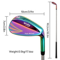 Wedge de golf iridescent – schéma des dimensions de la tête et de la longueur du club