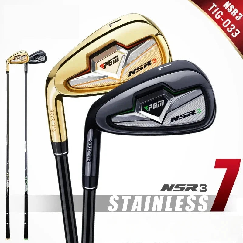 Fer 7 de golf – fers 7 or et noir, vue d'ensemble
