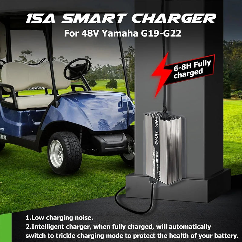 Chargeur plomb 48 V 15 A – chargeur fixé près d'une voiturette de golf, charge de 6 à 8 heures