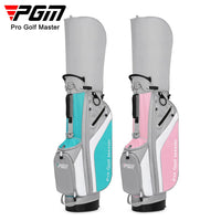 Sac de golf trépied femme ultraléger – deux sacs gris et turquoise et gris et rose vus de face avec leur capot