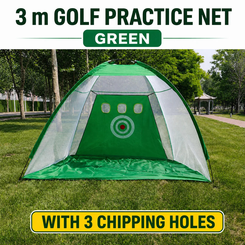 Filet de golf dôme 3 m – version verte avec trois trous de chipping