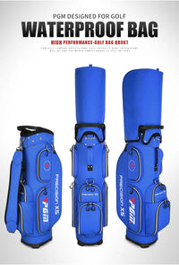 Sac de golf chariot – modèle bleu multi-poches, trois vues