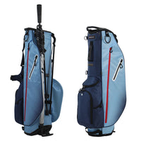 Sac de golf trépied léger 2 kg – vue de dos avec le parapluie dans son emplacement et vue de côté