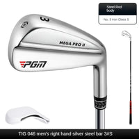 Fer de golf à l'unité argent – fer n° 3, manche acier, flex Stiff