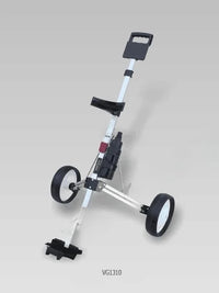 Chariot de golf manuel 2 roues – vue de face du modèle argent