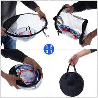 Filet de chipping golf rond – les quatre étapes de pliage et de rangement