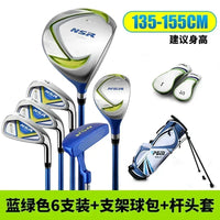 Set de golf enfant 6 clubs – version bleue et verte, 135 à 155 cm