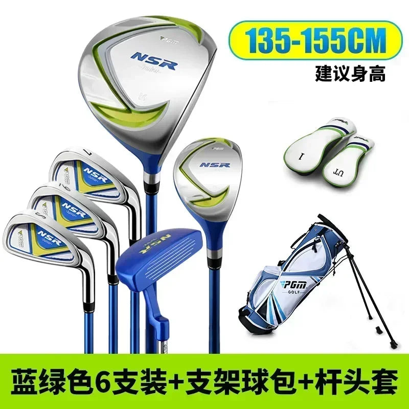 Set de golf enfant 6 clubs – version bleue et verte, 135 à 155 cm