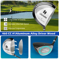 Set de golf complet homme – driver de 460 cc et centre de gravité bas