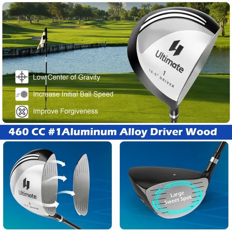 Set de golf complet homme – driver de 460 cc et centre de gravité bas