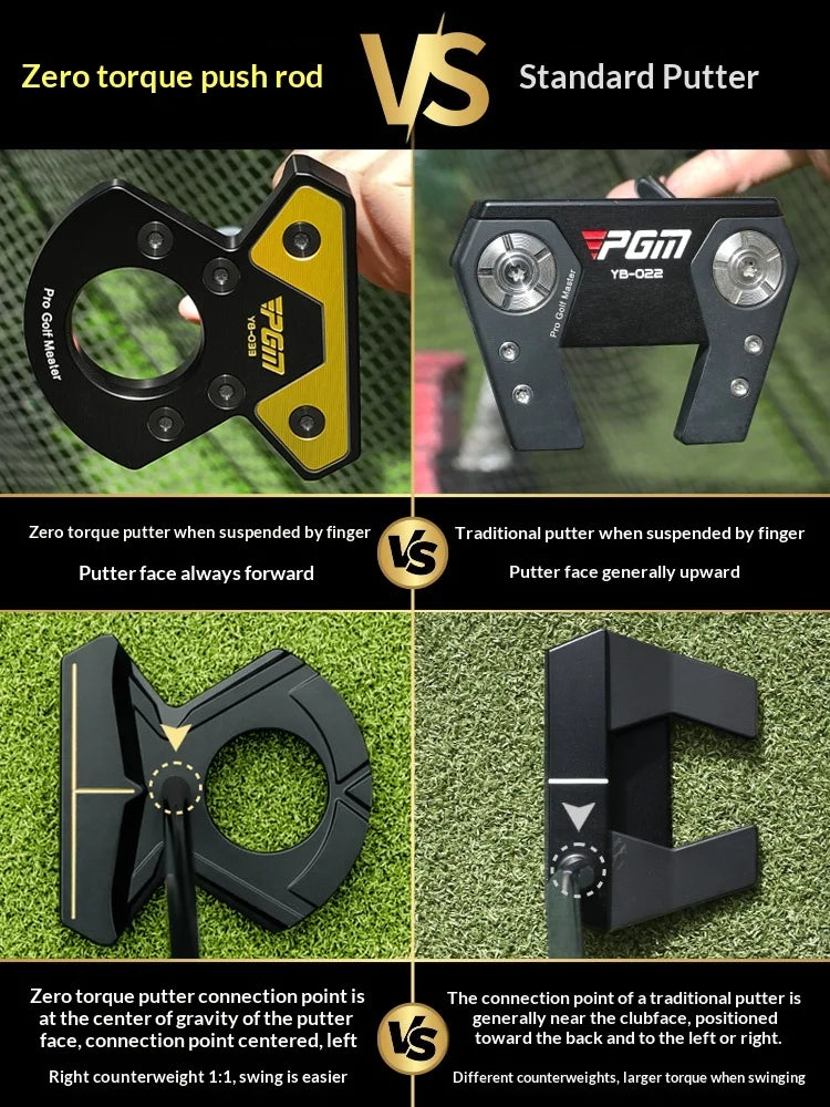 Putter maillet zéro torque – comparaison avec un putter standard suspendu au bout du doigt