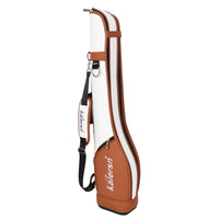 Sac de park golf compact – sac blanc et marron vu de côté avec sa poche en filet