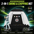Filet d'entraînement golf en tente noire 3 x 2 m, tapis, tees et sac