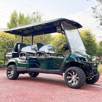 Voiturette de golf électrique à panier avant – version 6 places verte vue de trois quarts avant