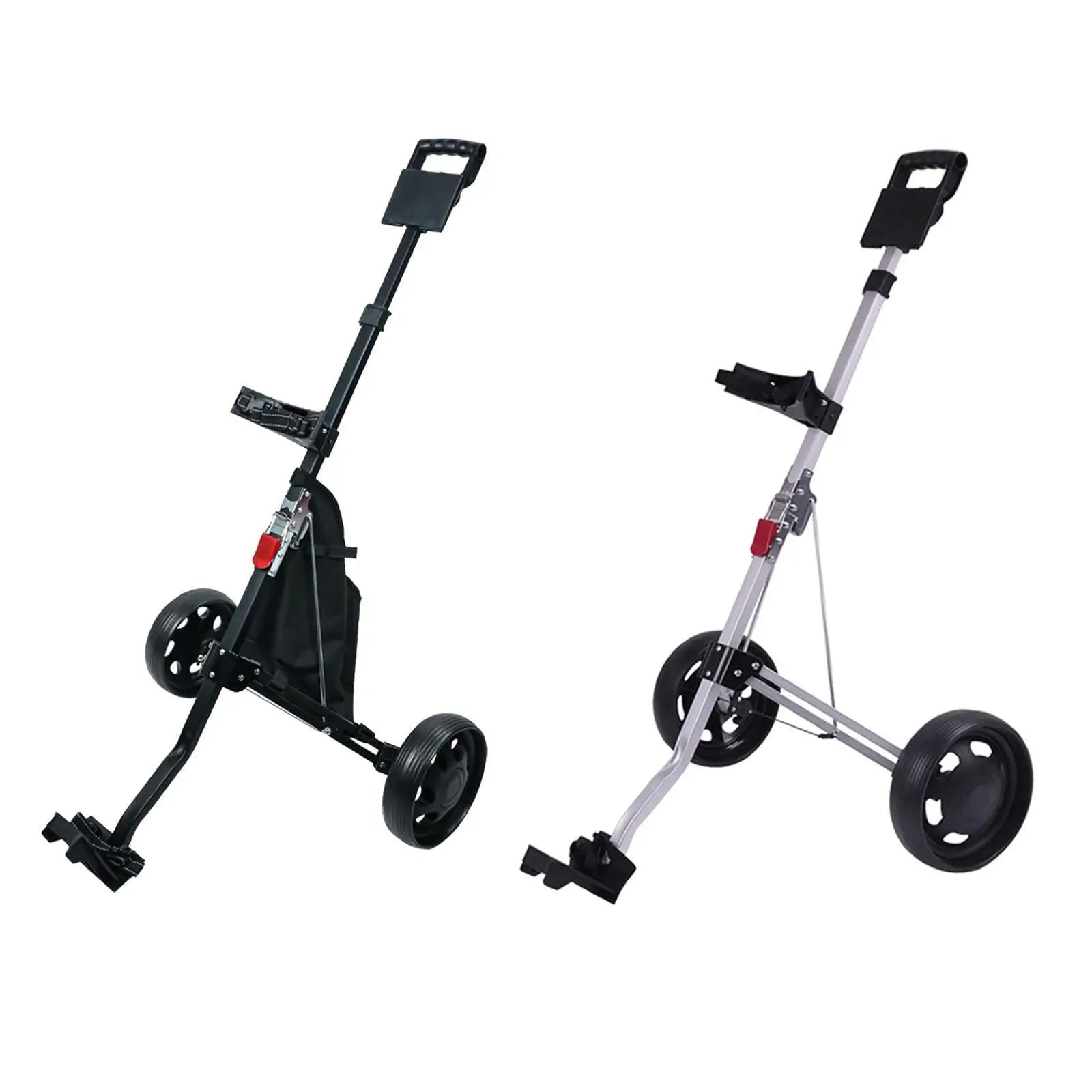 Chariot de golf manuel pliable à 2 roues en fer noir, 120 cm, replié à 40 x 41 x 60 cm