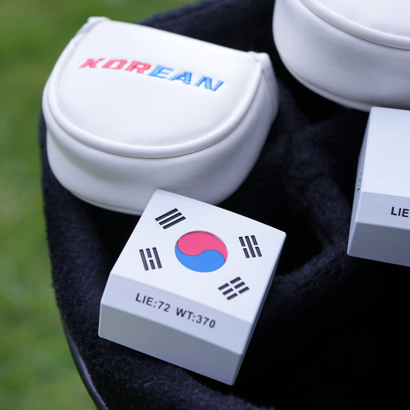 Putter maillet cubique – couvre-putter blanc et tête à motif de drapeau coréen