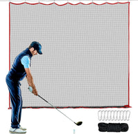 Filet pare-balles golf – vue de face du filet avec corde et mousquetons