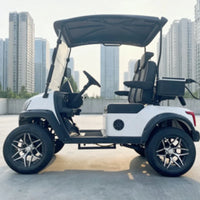Voiturette de golf électrique – vue de profil, banquette et jantes en alliage