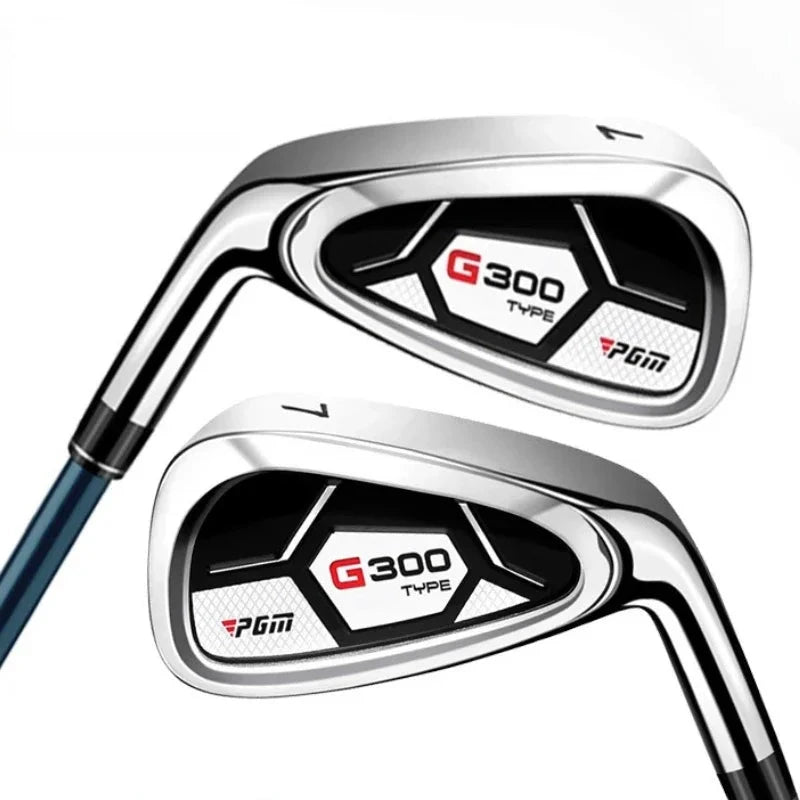 Fer 7 de golf à dos creux – deux têtes inox vues de face et de côté