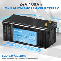 Batterie lithium LiFePO4 12 V à 48 V – batterie 24 V 100 Ah de 525 × 230 × 220 mm, 2560 Wh
