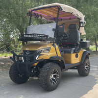 Voiturette de golf électrique lithium dorée – version à toit crème