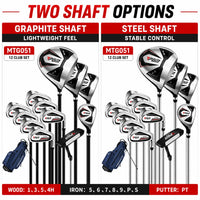 Set de golf complet homme – shaft graphite léger ou shaft acier