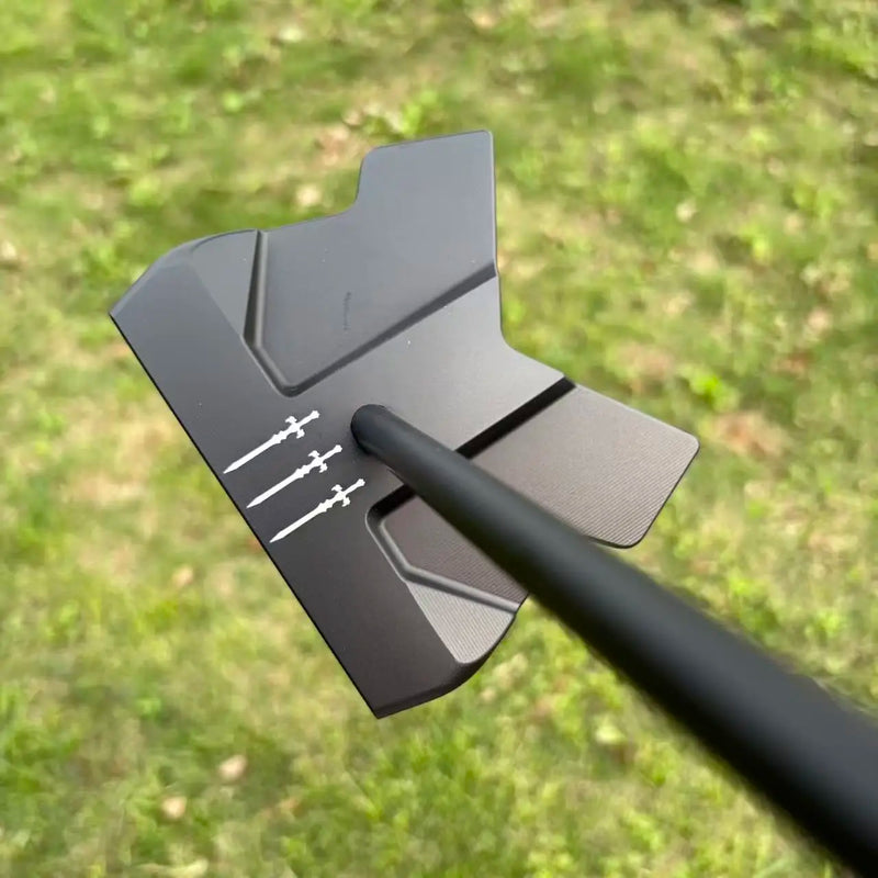 Putter maillet noir CNC – repères d'alignement et fente centrale sur le dessus de la tête