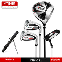 Set de golf complet droitier – 4 clubs à manche acier avec sac de transport