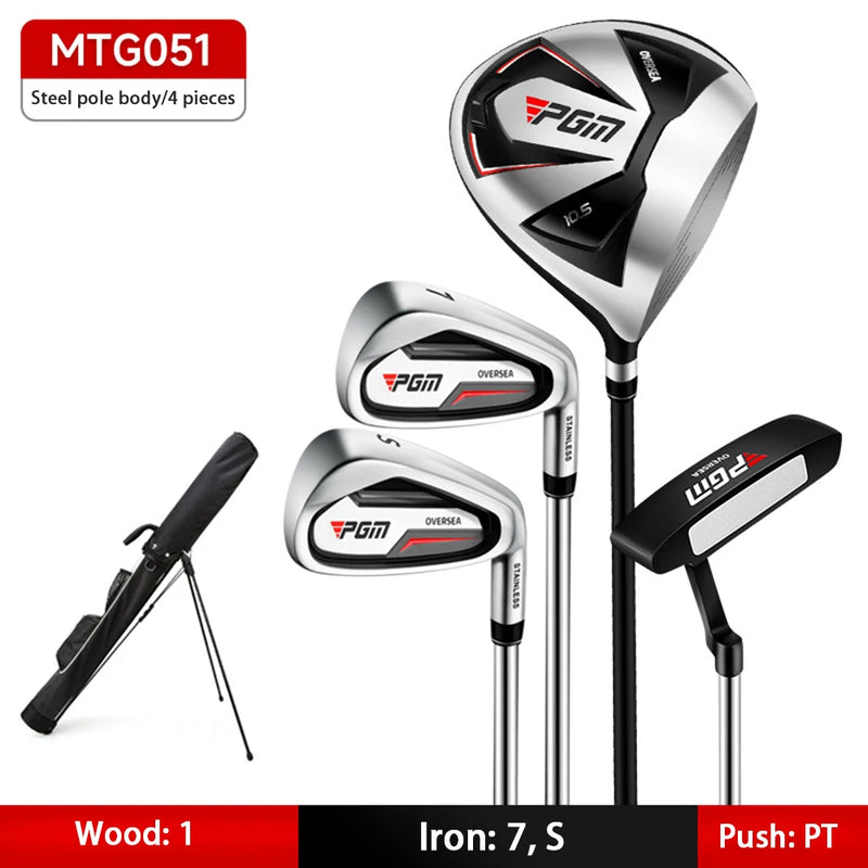 Set de golf complet droitier – 4 clubs à manche acier avec sac de transport