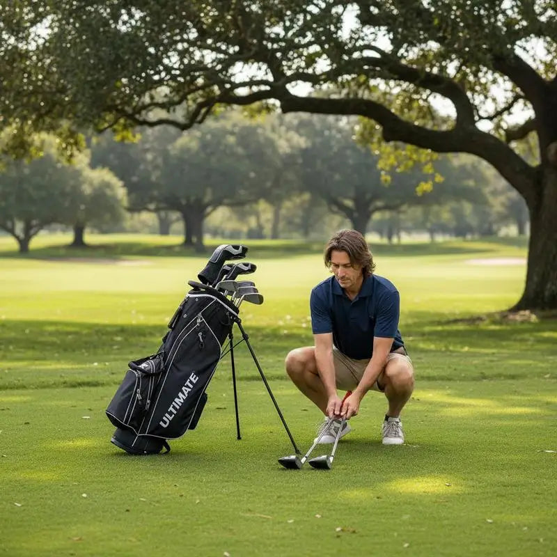 Set de golf complet gaucher – sac trépied sur le parcours