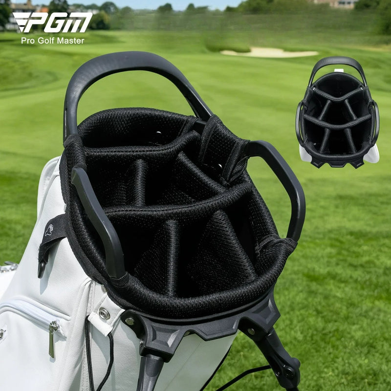Sac de golf trépied femme – haut du sac à 7 compartiments vu de dessus