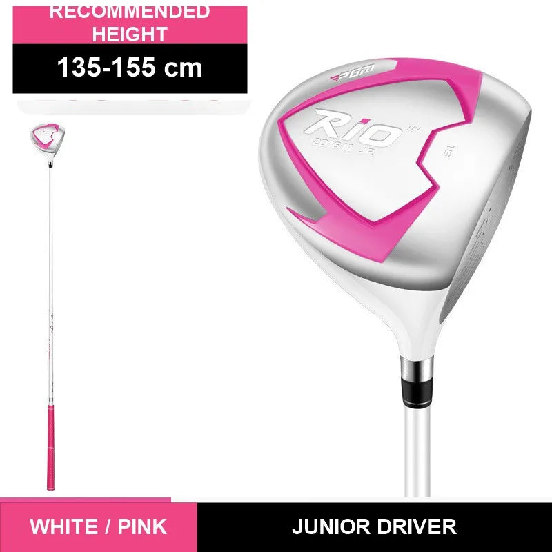 Driver de golf junior – version blanc et rose, enfant de 135 à 155 cm